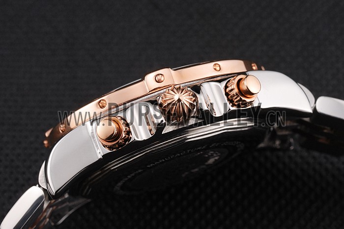 Breitling Chronomat Quartz Dark Blue Dial Rose Gold Case Stainless Steel Case Two Tone Bracelet