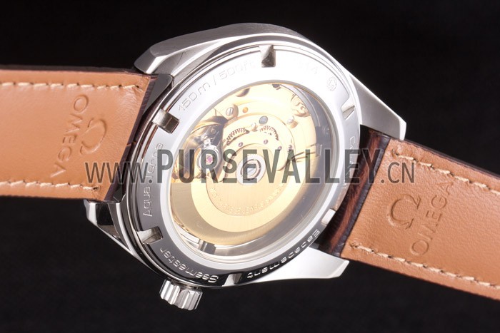 Omega Seamaster Silver Bezel with White Dial and Brown Leather Band 621573