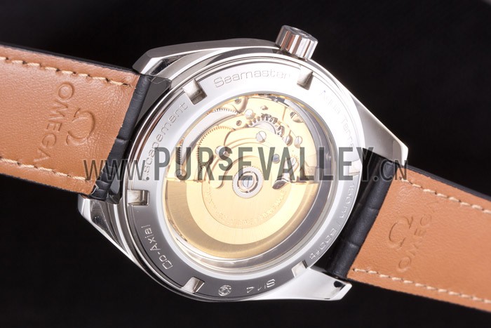 Omega Seamaster Black Dial with Black Leather Band 621574