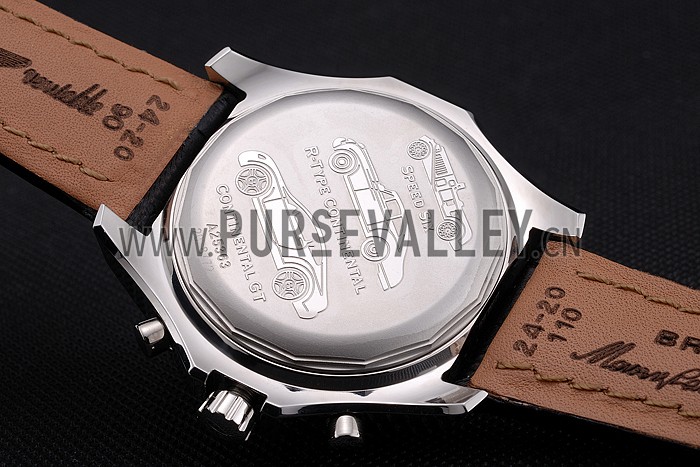 Swiss Breitling Bentley Black Croco Leather Bracelet Black Dial 80286