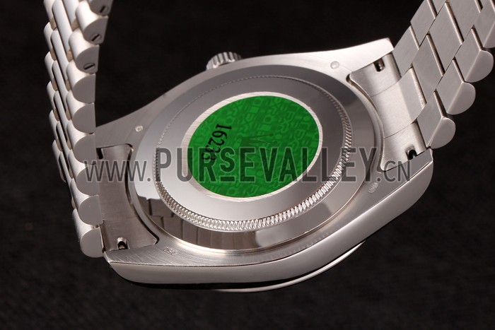 Swiss Rolex Daydate Stainless Steel Bracelet Black Dial 80294