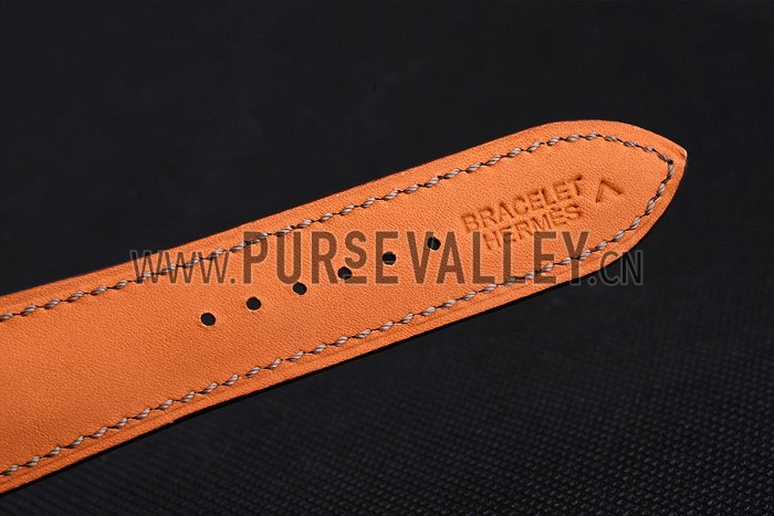 Hermes Heure H Black Dial Gold Case Black Leather Strap