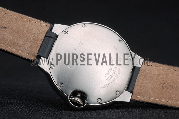 Cartier Ballon Bleu 38mm Black Dial Stainless Steel Case Black Leather Bracelet