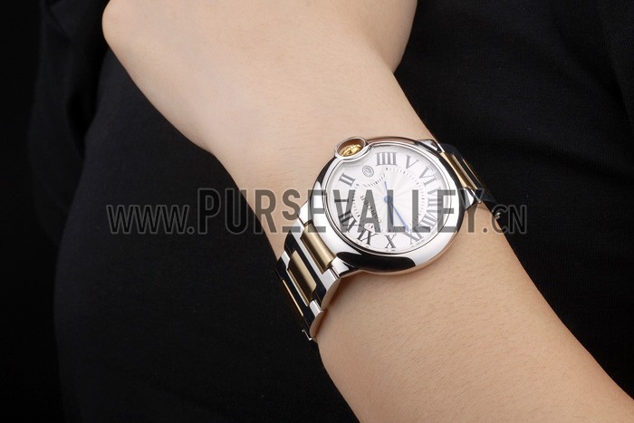 Cartier Ballon Bleu 38mm White Dial Stainless Steel Case Two Tone Gold Bracelet