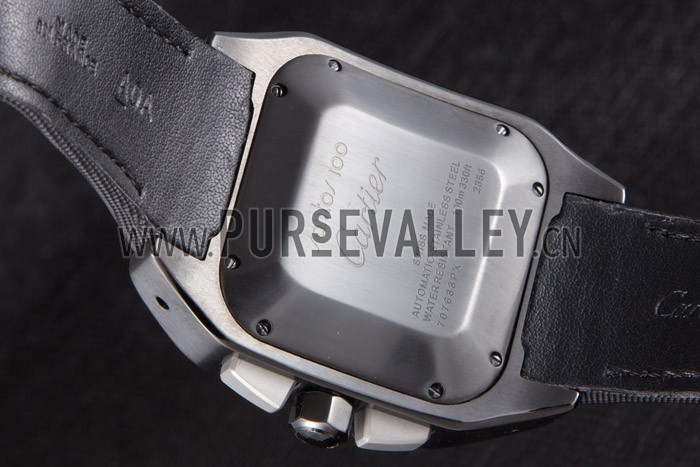 Swiss Cartier Santos Two Tone Bezel with Black Dial and Black Fabric Strap 621525