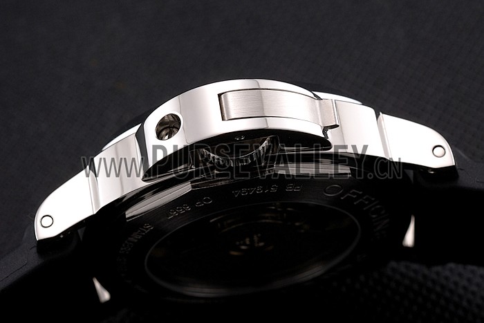 Panerai Luminor Power Reserve Black Hobnail Pattern Dial Stainless Stel Case Black Rubber Strap