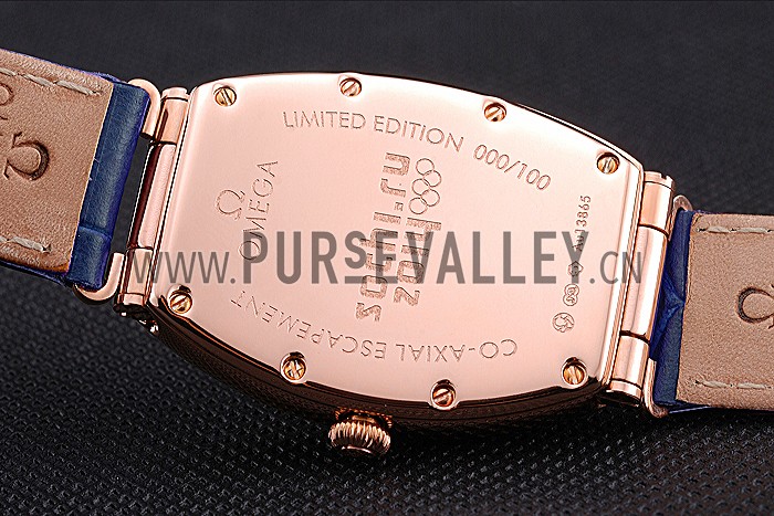 Omega Sochi Petrograd White Dial Gold Case Blue Leather Strap 622820