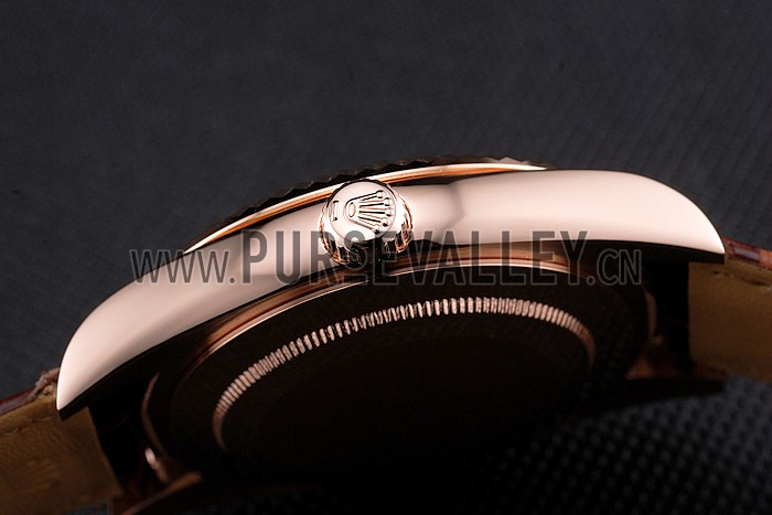 Rolex Sky Dweller Brown Dial Rose Gold Case Brown Leather Strap