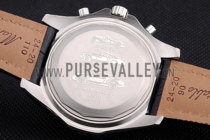 Breitling Bentley Mulliner Tourbillon Black Dial Stainless Steel Case Black Leather Strap 622728