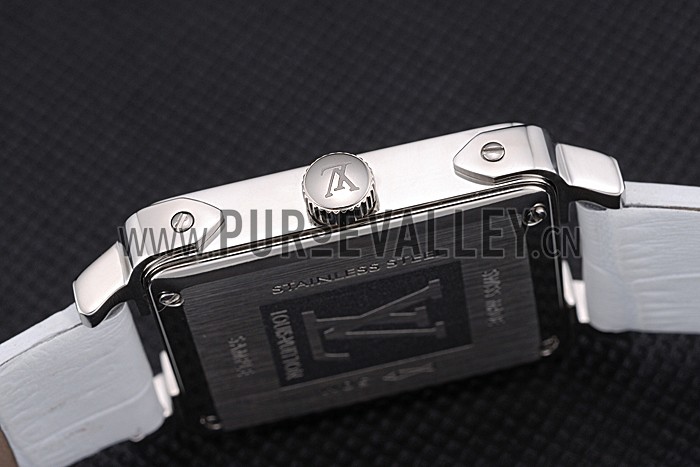 Louis Vuitton Emprise White Dial Stainless Steel Case With Jewels White Leather Strap 622790