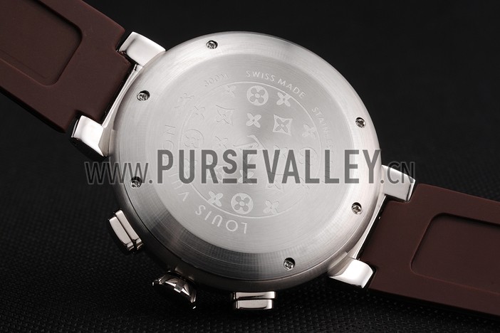 Louis Vuitton Tambour LV Cup Regate White Dial Stainless Steel Case Brown Rubber Strap