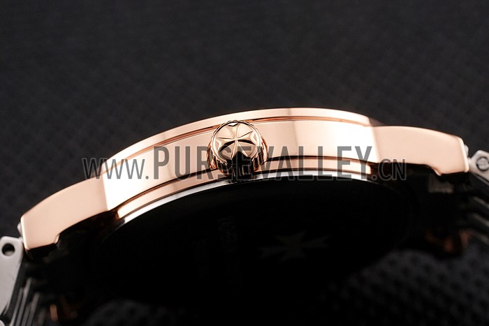 Vacheron Constantin Fine Black Dial With Diamonds Rose Gold Case Two Tone Bracelet