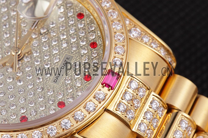 Swiss Rolex Day-Date Diamonds Yellow Gold-srl184 621614