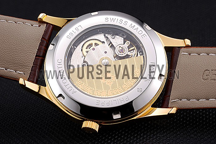Patek Philippe Calatrava Gold Dial Gold Case Brown Leather Strap 622846