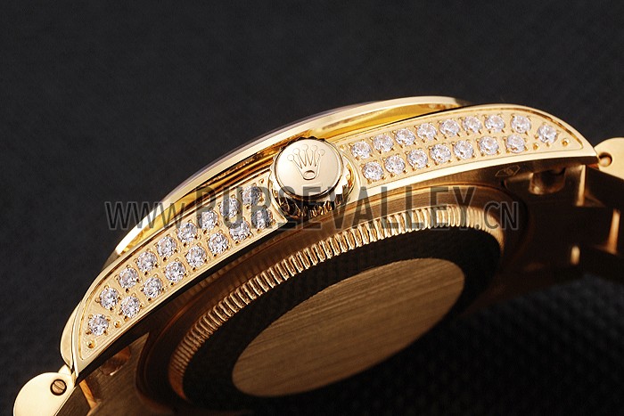 Swiss Rolex Day Date Yellow Gold Full Diamond Pave