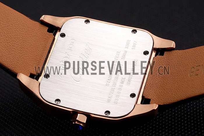 Cartier Santos 100 Diamond Rose Gold Bezel 621932
