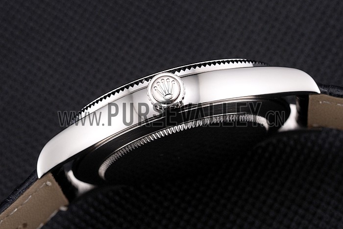 Swiss Rolex Cellini Date White Dial Stainless Steel Case Black Leather Strap