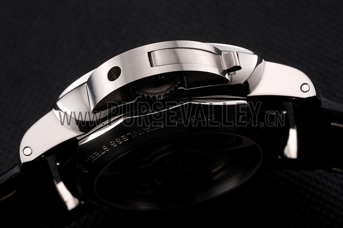 Swiss Panerai Luminor Marina 3 Days White Dial Stainless Steel Case Black Leather Strap