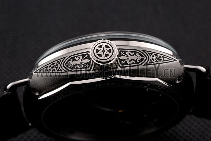 Panerai Radiomir Firenze 3 Days Acciaio PAM604 Black Dial Engraved Stainless Stell Case Black Leather Strap