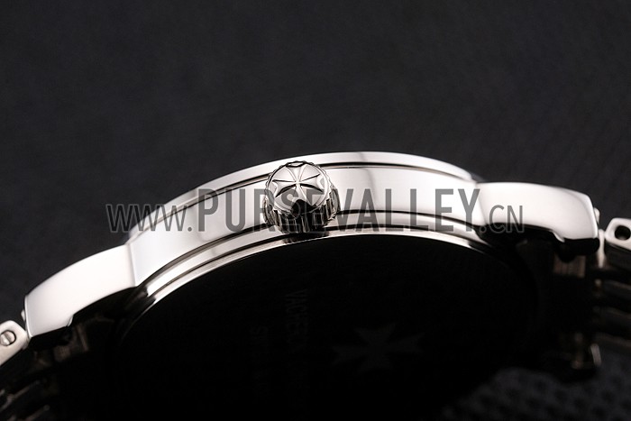 Vacheron Constantin Fine Black Dial Silver Marks Stainless Steel Case And Bracelet