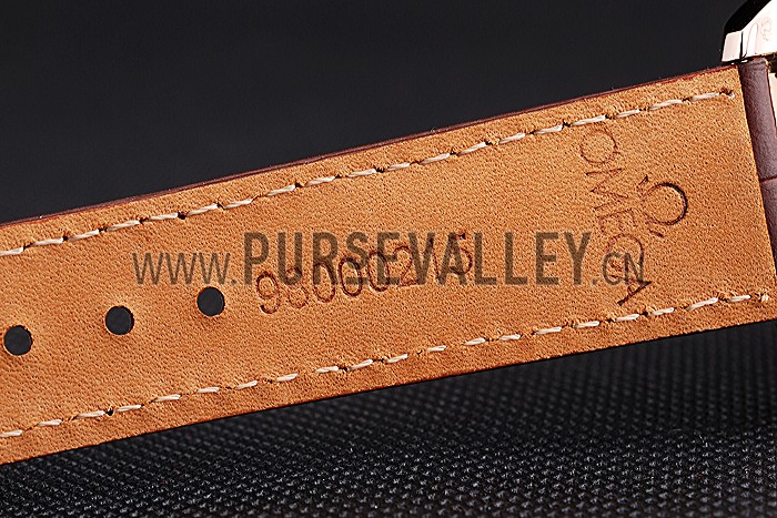 Swiss Omega DeVille Tresor White Dial Gold Case Brown Leather Strap 622846