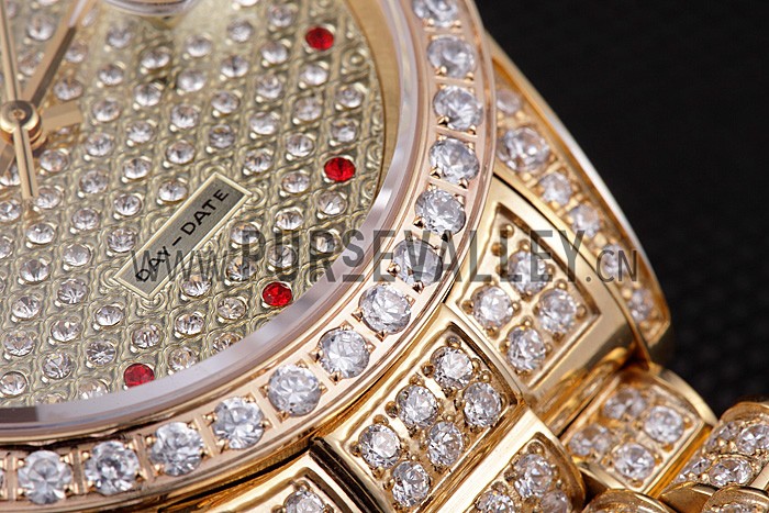 Swiss Rolex Day-Date Diamonds Yellow Gold-srl185 621615