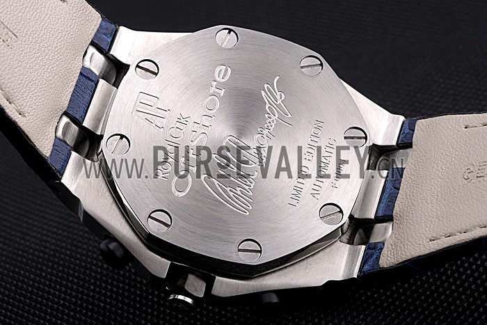Swiss Audemars Piguet Royal Oak Offshore White Dial Stainless Steel Case Blue Leather Strap 622850