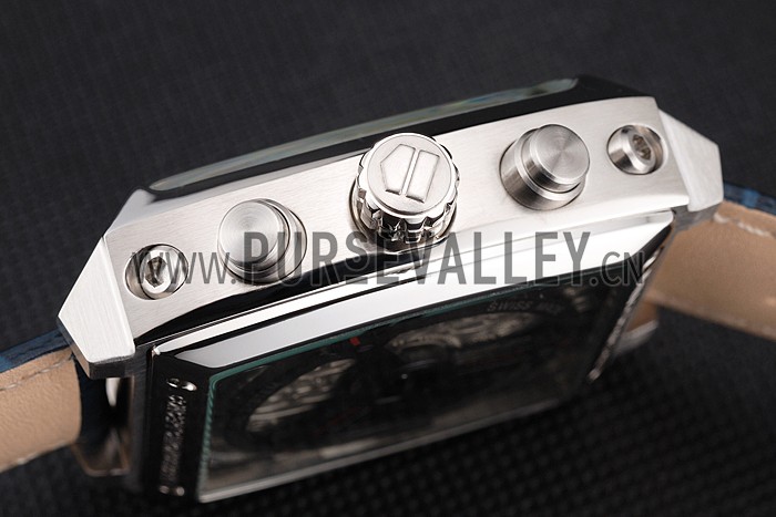 Tag Heuer Monaco 24 Calibre 36 Chronograph Blue And Grey Stripes Dial Blue Leather Strap 622273