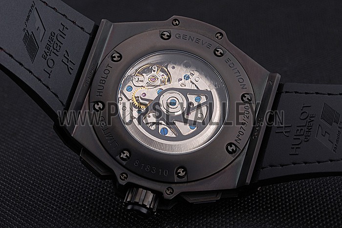 Swiss Hublot Big Bang Limited Edition Formula 1 Black And Red Skeletonised Dial Black Case Black Fabric Strap 62286