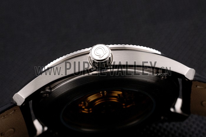 Omega Globemaster Blue Dial Stainless Steel Case Black Leather Strap