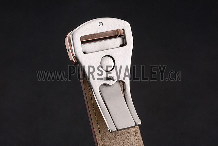 Omega Globemaster Silver Dial Rose Gold Bezel Stainless Steel Case Brown Leather Strap