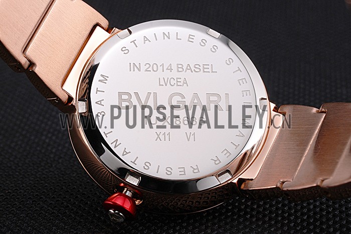 Bvlgari Lvcea White Dial Diamond Hour Markings Rose Gold Case And Bracelet