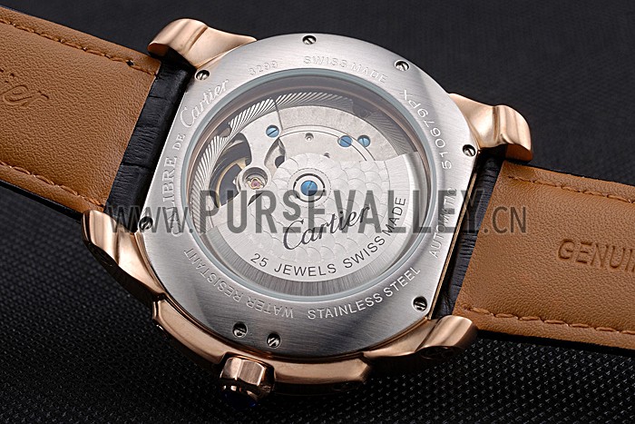 Cartier Calibre Tourbillon Black Dial Gold Case Black Leather Strap 622754