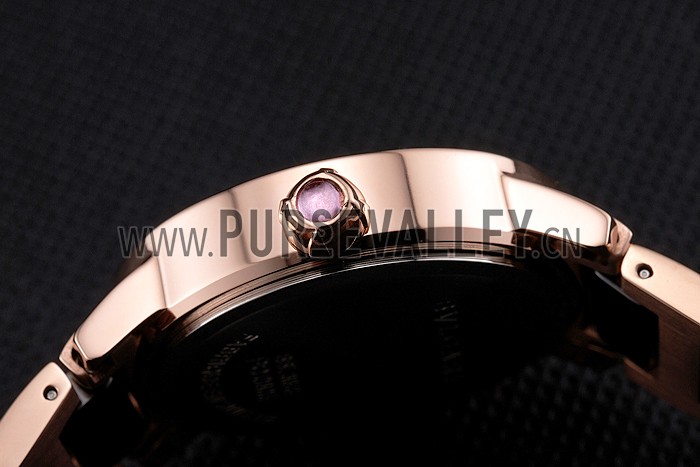 Bvlgari Bvlgari Black Dial Gold Case Diamond Bezel Two Tone Bracelet