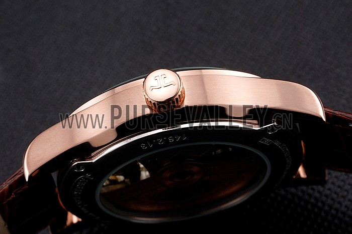 Jaeger LeCoultre Master Moonphase Tourbillon White Dial Rose Gold Case Brown Leather Strap