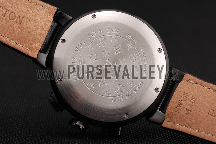 Louis Vuitton Tambour LV277 Tourbillon Black Dial Black PVD Case Black Leather Strap