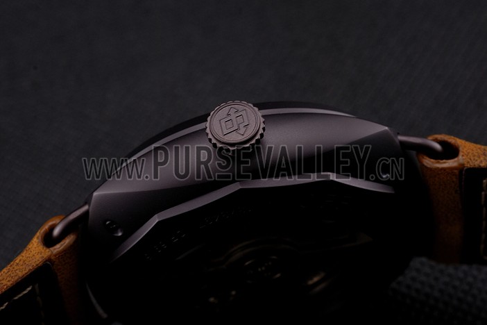 Swiss Panerai Radiomir Black Seal Brown Dial Black Case Brown Leather Strap