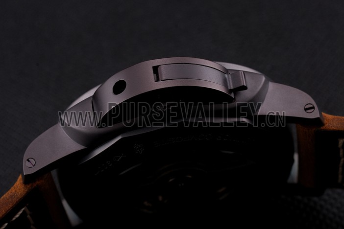 Swiss Panerai Luminor Marina 1950 3 Days Brown Dial Black Case Brown Leather Strap