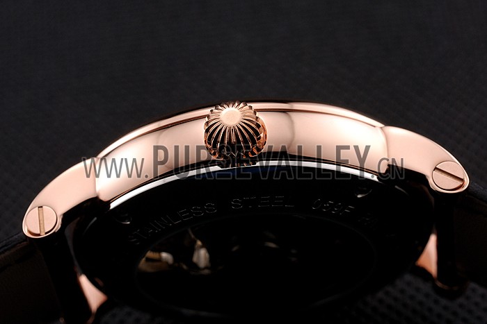 Patek Philippe Grand Complications Moonphase Perpetual Calendar Tourbillon Black Dial Rose Gold Case Black Leather Strap