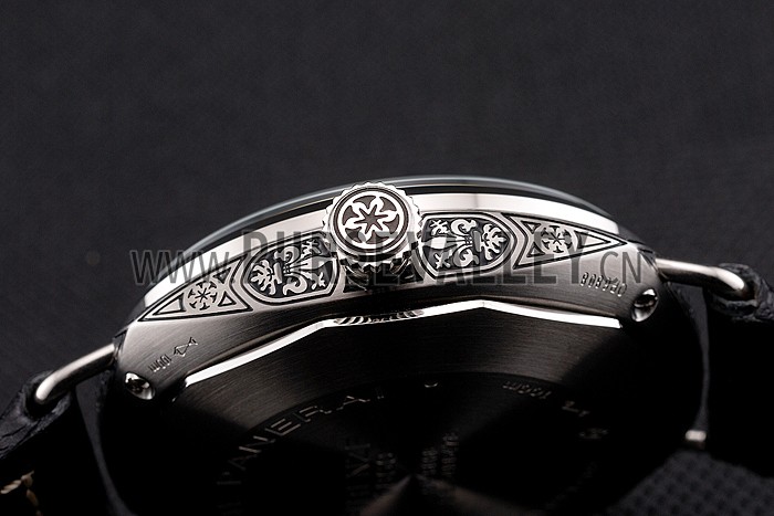 Panerai Radiomir Firenze PAM604 Black Dial Roman Numerals Engraved Stainless Steel Case Black Leather Strap