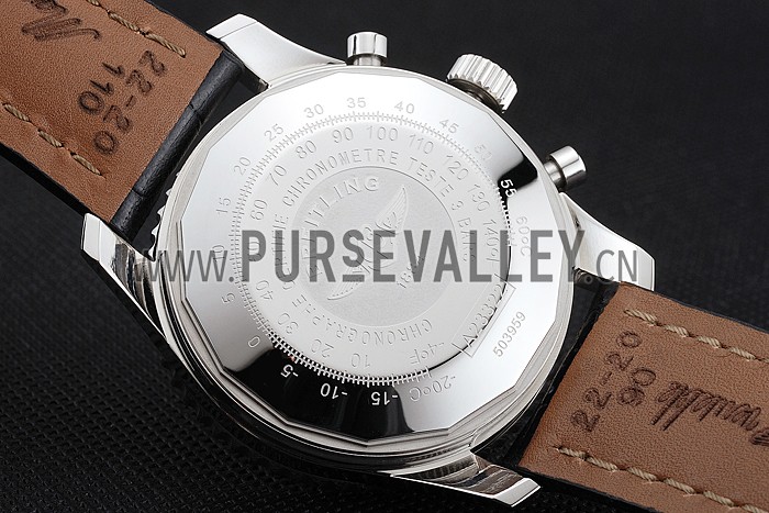 Swiss Breitling Navitimer Cosmonaute Black Dial Stainless Steel Case Black Leather Strap