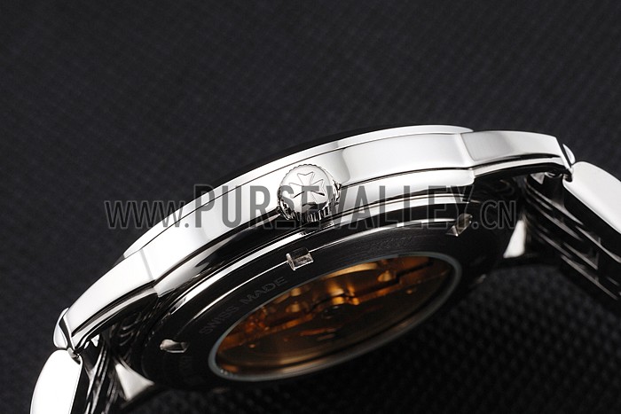 Vacheron Constantin Tourbillon Black Dial Stainless Steel Case Two Tone Steel Black Bracelet