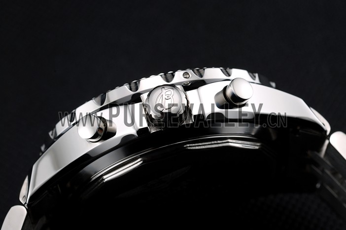 Breitling Bentley Chronograph Black Dial Stainless Steel Strap 98192