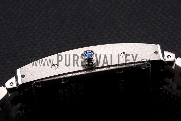 Cartier Tank Americaine 21mm White Dial Stainless Steel Case Two Tone Bracelet