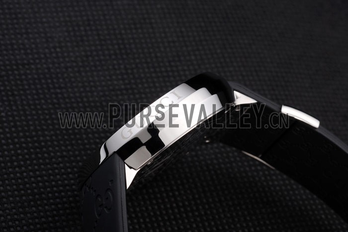 Gucci Black Rubber Band Black Round Dial 2165-297