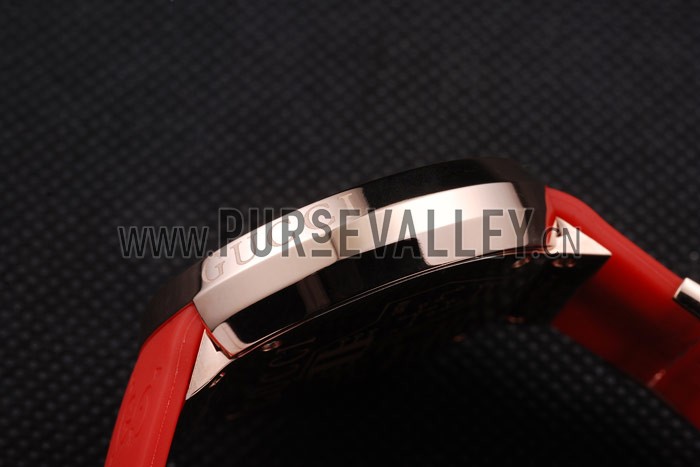 Gucci Red Rubber Band Black Round Dial 2165-307