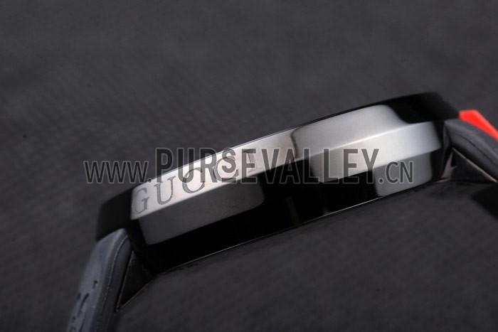 Gucci Black Rubber Band Black Round Dial 2165-312