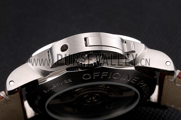 Panerai Luminor Marina 1950 Black Dial Brushed Steel Case Light Brown Leather Strap