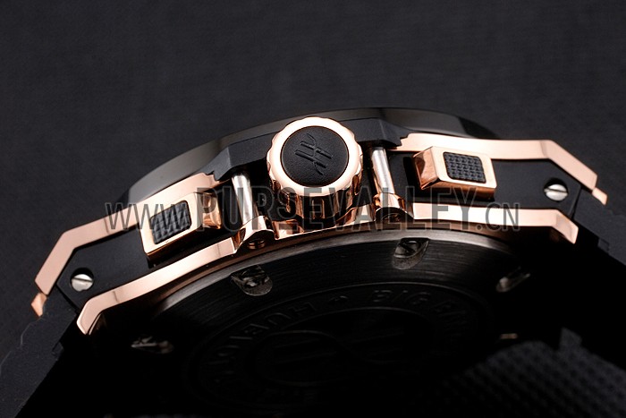 Hublot Big Bang King Black Strap Gold Dial Watch