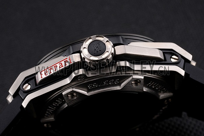 Hublot Big Bang Ferrari Black Dial And Bezel Stainless Steel Case Black Leather Strap 622767